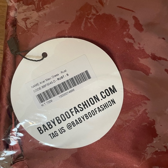 Baby boo rust brown formal dress, high slit - Picture 3 of 4